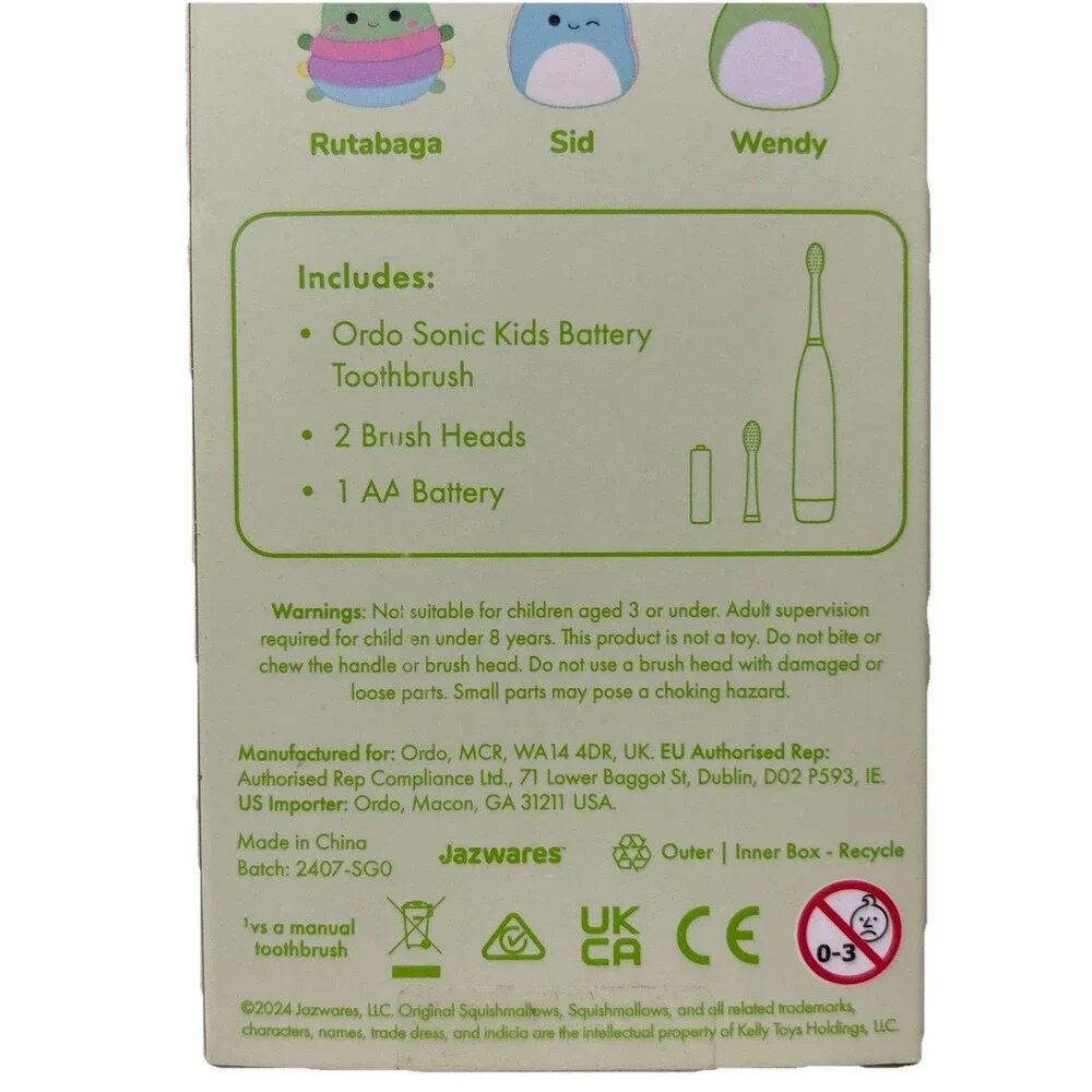 ORDO Sonic Kids Electric Toothbrush Original Squishmallows Brand New In Box